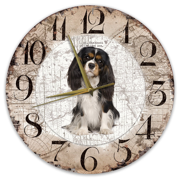 Houten Klok - 30cm - Hond - King Charles