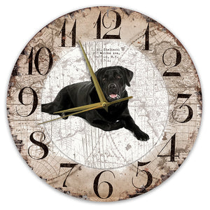 Houten Klok - 30cm - Hond - Labrador zwart