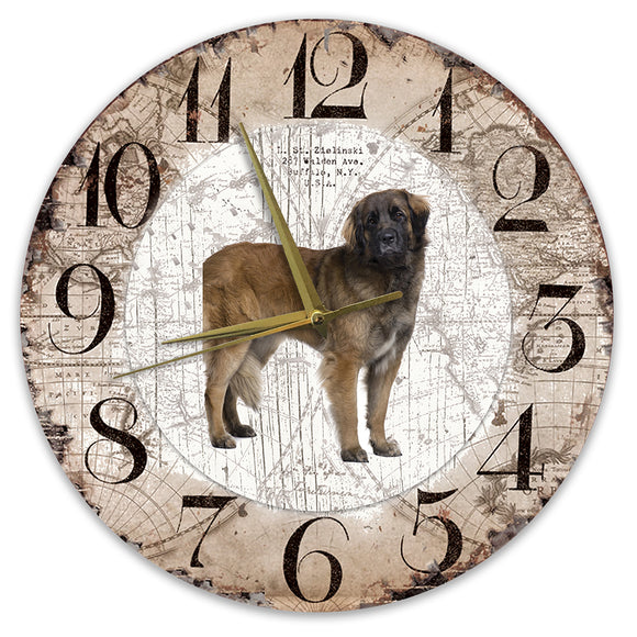 Houten Klok - 30cm - Hond - Leonberger