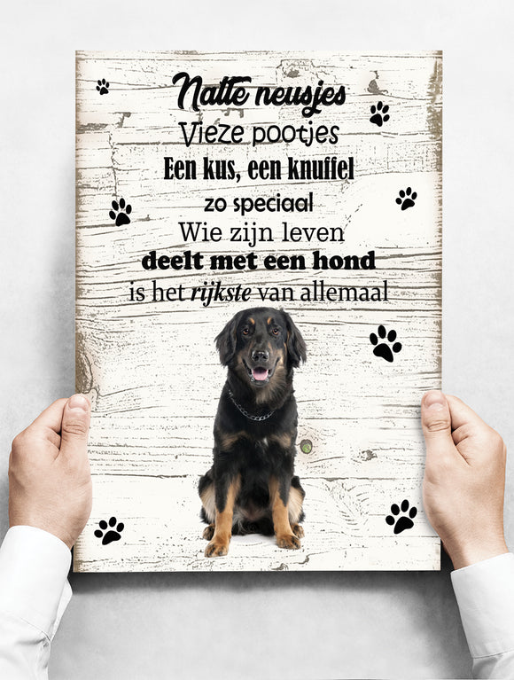 Wandbord hond: Hovawart - 30 x 42 cm