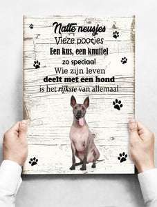 Wandbord hond: Mexicaanse Naakthond - 30 x 42 cm