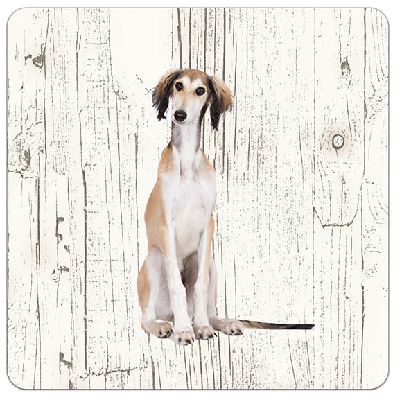 Hond Saluki | Houten Onderzetters 6 Stuks