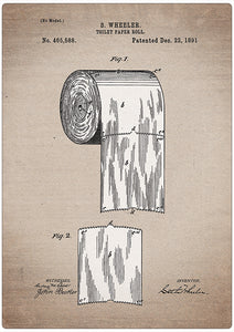 Spreukenbordje: Vintage Patent - Toiletpapier 1891 | Houten Tekstbord