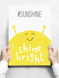 Spreukenbordje: #SunShine, Shine Bright! | Houten Tekstbord