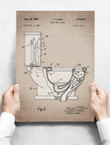 Spreukenbordje: Vintage Patent - Toilet met Spoelbak| Houten Tekstbord